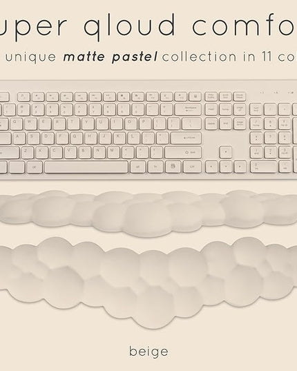 Qloud Cloud Wrist Rest Keyboard Wrist Rest for Computer Keyboard Pad, Cloud Keyboard Wrist Rest, Wrist Pad for Keyboard, Memory Foam, Non Slip Base, Comes with Mouse Pad - Beige