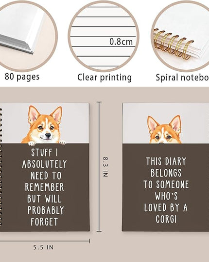 LIANGW Funny Corgi Gifts for Women & Men, Corgi Lovers Gifts Spiral Notebook Journal for Writing, Pet Dog Mom Owner Gift, 5.5x8.3 Inch