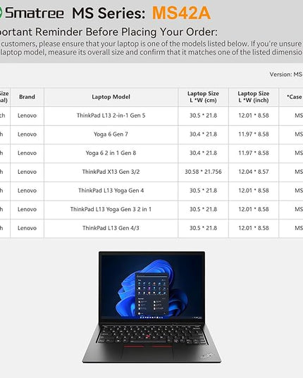 Smatree MS42 Hard EVA Protective Sleeve with Stand Compatible for 13 inch Lenovo Yoga 6 Gen 8/7 2-in-1, ThinkPad L13 Gen 5/ X13 Gen 3/2, Lenovo L13 Yoga Gen 4/3 or 2-in-1 Laptop