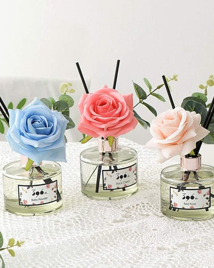 396 st. Rose Flower Reed Diffuser, Red Rose, 200ml(6.7oz) / Reed Diffuser Sets, Home Fragrance, Scented Oils, Home & Bathroom Décor
