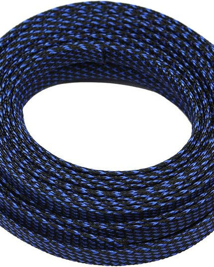 30ft PET Expandable Sleeving Wire Cable Sleeve (3/5", Blue&Black)