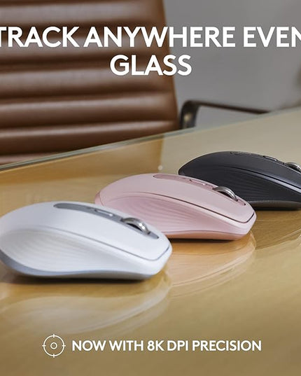 Logitech MX Anywhere 3S Compact Wireless Mouse, Fast Scrolling, 8K DPI Any-Surface Tracking, Quiet Clicks, Programmable Buttons, USB C, Bluetooth, Windows PC, Linux, Chrome, Mac - Rose