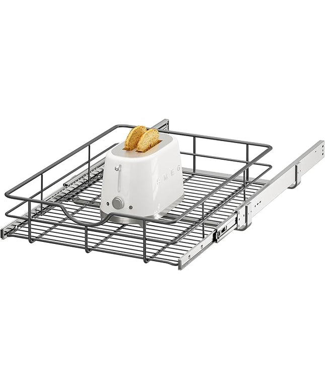 ALINE FURNITURE Pull Out Shelves - 17" W x 22" D Soft Close Pull Out Cabinet Organizer 1 Tier - Slide Out Drawers with Shelf Liner, Heavy Duty Steel Wire Baskets for Kitchen Cabinets, Pantry, Bathroom