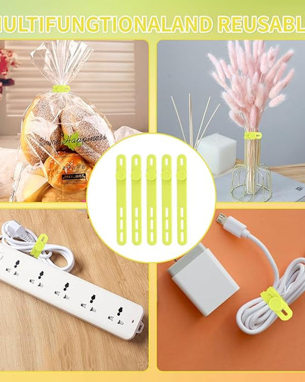 Oligei 25 Pcs Silicone Cable Ties, Cable Ties Reusable, High Elasticity Cord Wraps for Electrical Cords, Cord Organizer for Earphone, Phone Charger(Yellow)