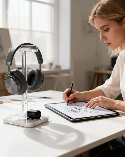Acrylic Marble Headset Holder Headphone Holders for Desk, Gaming Headphone Stand,Universal Holder for Music Headset Accessories 1 Pack(DP029)