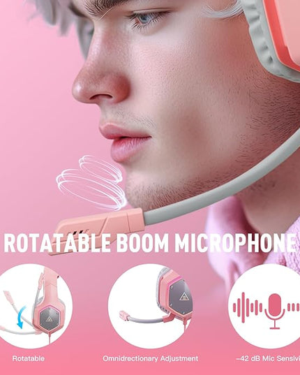 EKSA E1000 V2 Gaming Headset, PC Headset with USB C Plug, Wired Headphones with Noise Canceling Microphone, 7.1 Surround Sound, RGB Light, include USB Adapter for Computer,Mac, PS4/PS5 Console, Laptop