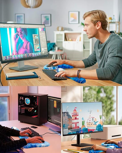 Mouse Pad Wrist Support, Laokiiy 2 in1 Keyboard Wrist Rest+ Ergonomic Mouse Pad, Non-Slip Wrist Rest for Computer Keyboard, Made Easy Typing & Relieve Wrist Pain Ocean Blue