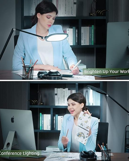 Video Conference Lighting for Computer, Dimmable Light for Video Recording, Meeting, Laptop & Webcam, 15W Ring Light for Desk with C- Clamp, Swing Arm, Remote, Memory & Timer CRI >95