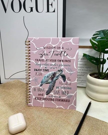 Cute Notebooks Journal For Women - Sea Turtle Dairy Funny Hardcover College Ruled Lined,5.8"X8.3",Pretty Spiral Meeting Notebook,Gifts For Sea Turtles Lover Men Friends On Birthday Christmas Mothers Day (Fuchsia)