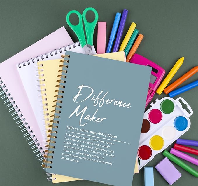 OXW Blue Meeting Notebooks for Work, Difference Maker Gift Office Work Notebook Journal for Writing Note Taking, Thank You Gifts for Women Men Leader Boss Mentor Manager Principal, 5.5"x8.3"