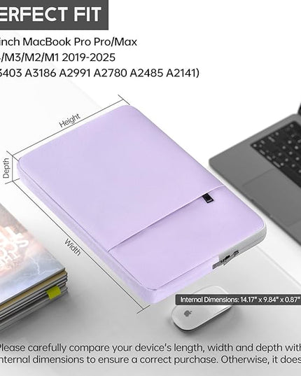 360° Upgraded Laptop Protective Sleeve Case for 2025-2021 MacBook Pro 16 inch M4/M3/M2/M1 Pro/Max, Shockproof Water-Resistant MacBook Laptop Bag with Accessory Pocket, Purple