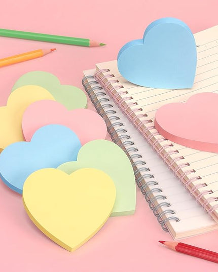 Heart Shape Sticky Notes 4 Color Pastel Colorful Sticky Pad 75 Sheets/Pad Self-Sticky Note Pads