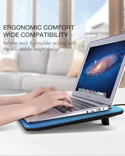 Havit HV-F2056 15.6-17 Inch Laptop Cooler Cooling Pad - Slim Portable USB Powered (3 Fans) (Blue)