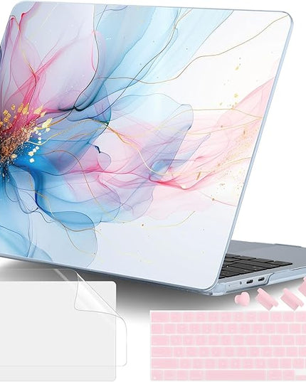 DONGKE for M4 MacBook Air 13.6 Inch Case 2025 2024 2023 2022 Model A3240 A3113 A2681 M3 M2 Chip, Plastic Hard Shell Case Cover with Touch ID for MacBook Air 13 Inch M4 - Soft Flowing Colors