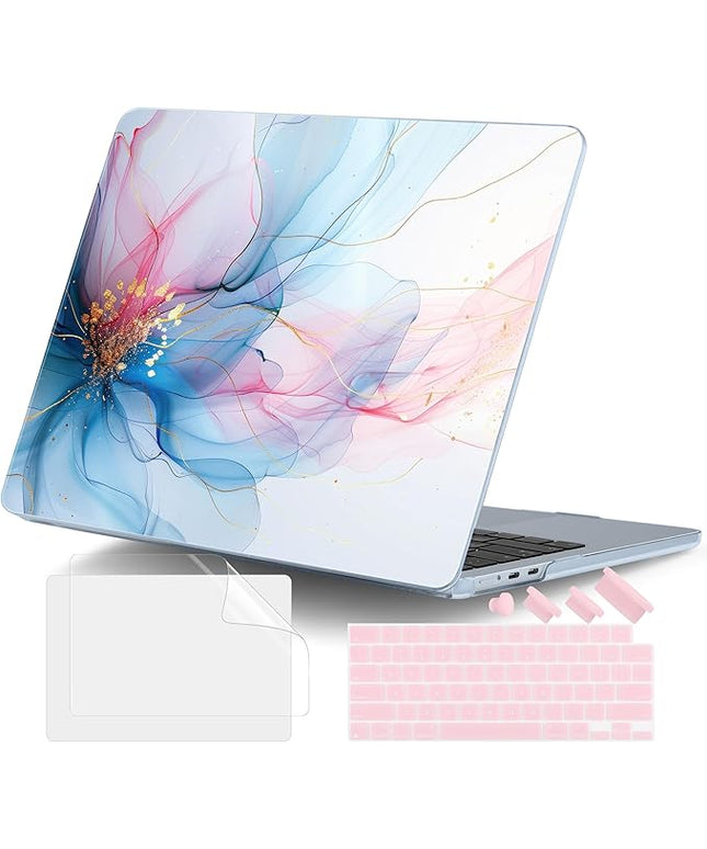 DONGKE for M4 MacBook Air 13.6 Inch Case 2025 2024 2023 2022 Model A3240 A3113 A2681 M3 M2 Chip, Plastic Hard Shell Case Cover with Touch ID for MacBook Air 13 Inch M4 - Soft Flowing Colors