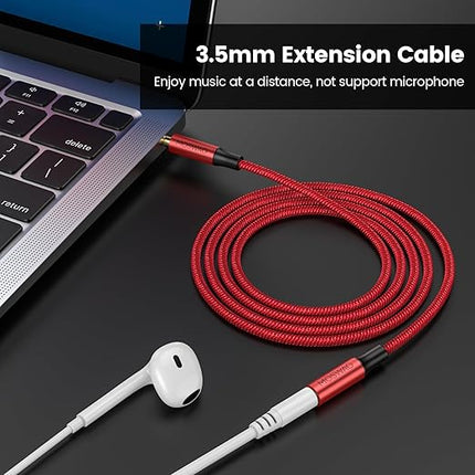 MOSWAG 10FT/3Meter 3.5mm Extension Cable Audio Male to Female Stereo Extension Adapter Nylon Braided Cord Compatible for Home/Car Stereos Smartphones Headphones Tablets Media Players and More