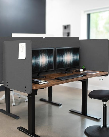 VIVO Clamp-on/Screw-on 60 x 24 inch Privacy Panel, Sound Absorbing Cubicle Desk Divider, Acoustic Partition, Dark Gray, PP-1-V060D