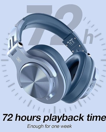 OneOdio A70 Bluetooth Over Ear Headphones, Wireless Headphones w/ 72H Playtime, Hi-Res, 3.5mm/6.35mm Wired Audio Jack for Studio Monitor & Mixing DJ Guitar AMP, Computer Laptop PC Tablet - Sky Blue