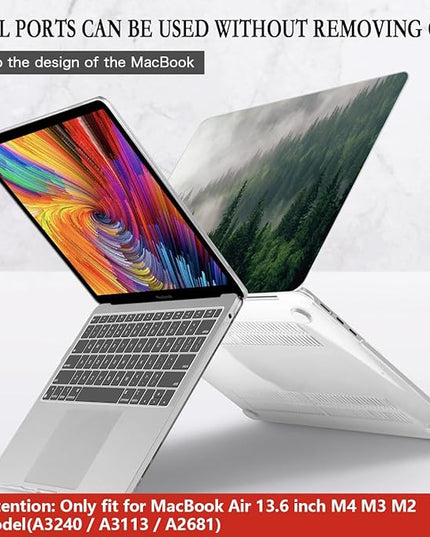 CISSOOK Compatible with MacBook Air 13.6 inch Case A3240 A3113 A2681 2025 2024 2022 Release, Forest Hard Shell Case with Keyboard Cover Type C to USB Transfer for MacBook Air 13.6 M2 M3 M4, Forest