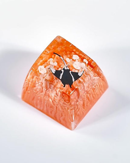 Manta Ray Artisan Keycap Orange Ocean Coral R1 SA Profile Custom Sea Creatures Keycaps 1U ESC Handmade Gaming Resin Key Cap Cherry MX Switch Compatible Mechanical Keyboard Manta Ray Lover Gift
