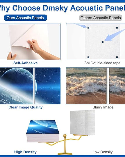 Dmsky Art Acoustic Panels,48“x36”Acoustical Wall Panel, Decorative Sound Absorbing Panel for Walls, Studio Acoustic Treatment Soundproof Wall Panel（12 Pack,Space）