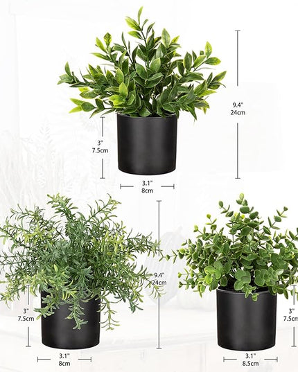 3 Pack Small Fake Plants for Shelf Decor Accents with Plastic Pot Artificial Potted Plants for Rustic Farmhouse Decor Faux Plants Indoor Fake Potted Plants Artificial for Home Office Bookshelf Decor