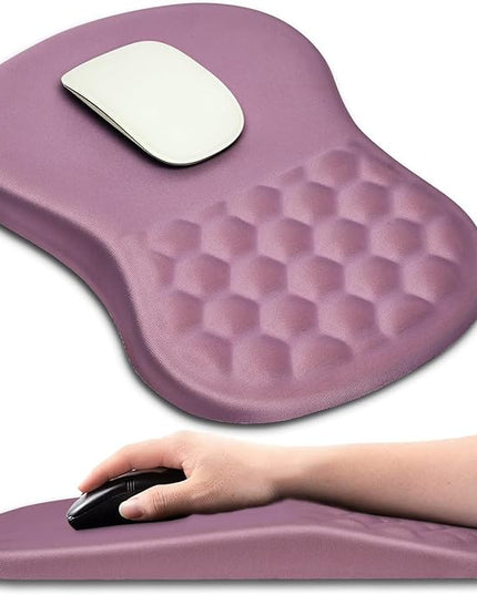 Hokafenle Ergonomic Mouse Pad Wrist Support with Massage Design, Wrist Rest Pain Relief Mousepad with Memory Foam&Non-Slip PU Base, Mouse Pads for Wireless Mouse & Desk (12x8 inch,Dark Pink)