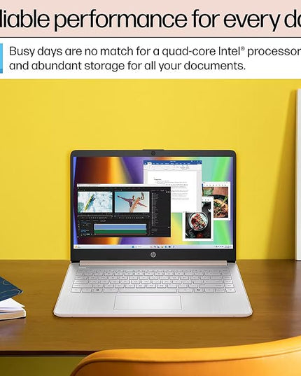 HP 14 Laptop Student Business 2025 Flagship, AI Copilot, 4-Core 13th Gen Intel CPU, 16GB RAM 628GB Storage (128GB UFS+ 500GB Ext), 1-Yr Office 365, Long Battery HubxcelAccessory Win 11S Rose Gold
