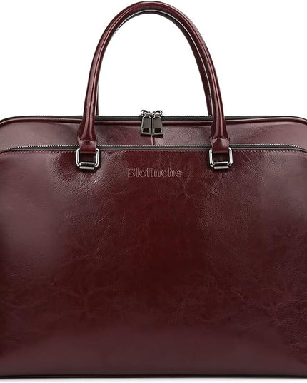 Blofinche Laptop Messenger shoulder bag: Genuine Leather work Briefcase 13.3 15.6 inch designer handbag