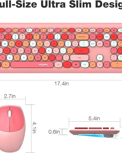MOFII Wireless Keyboard and Mouse Combo Silent, Slim Compact 2.4G USB Full Size , Cute 110 Keys Keyboard for PC, Notebook, MacBook, Tablet, Laptop, Windows System