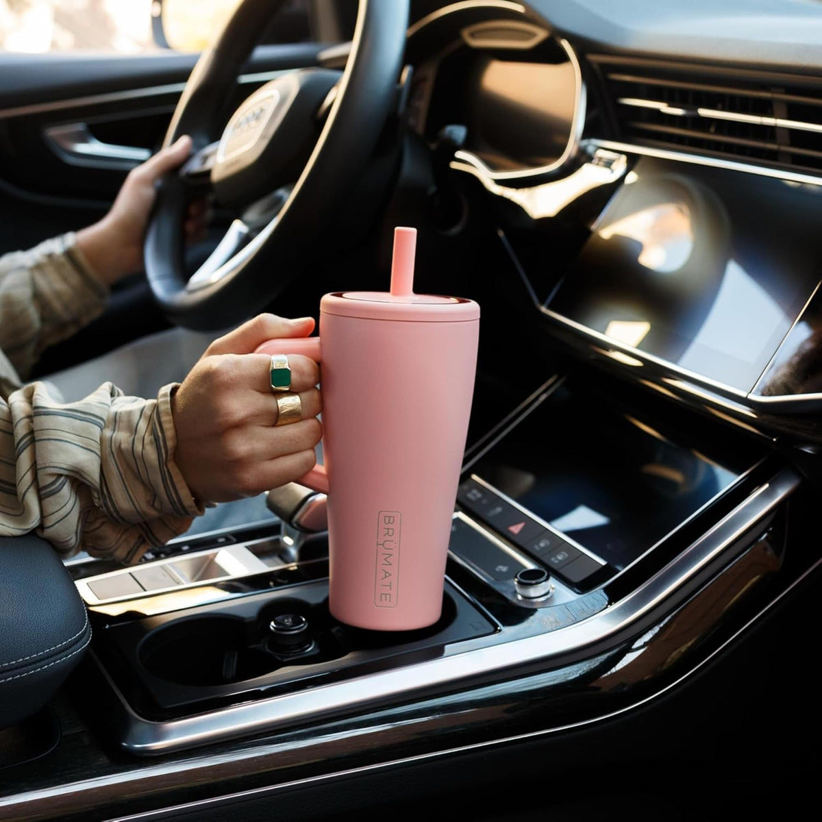BrüMate Era 40 oz Tumbler with Handle and Straw | 100% Leakproof Insulated Water Bottle Tumbler with Lid and Flexible SoftSip Straw | Made of Stainless Steel | Cup Holder Friendly | 40oz (Pineapple)