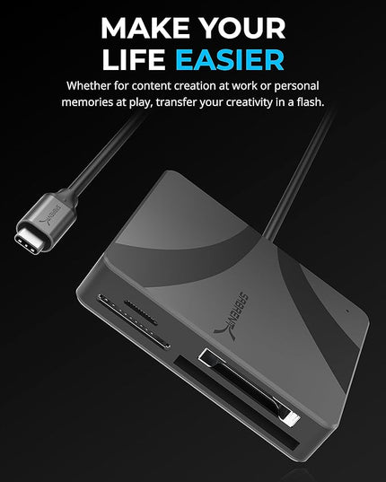 SABRENT USB-C Multi-Card Reader for CFexpress Type B, CFast 2.0, and microSD/SD Cards (CR-C4PM)