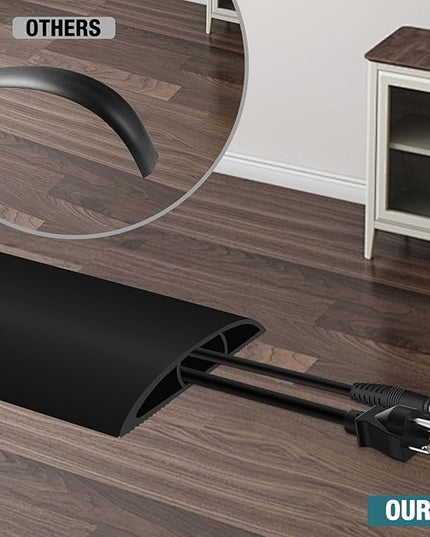 Floor Cord Cover, Cable Protector, 0.63W x 0.31H inches, Wire Cover for Extension Cords, Floor Cable Covers Prevent Cable Trips (Black, 50-3 Feet)