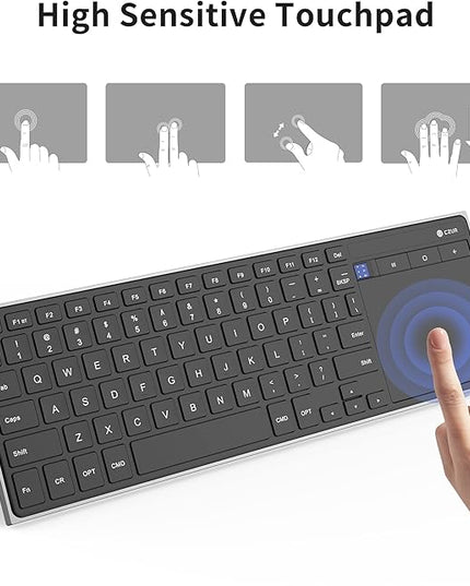 CZUR Rechargeable Bluetooth Keyboard with Touchpad, Portable Computer Keyboard with Trackpad, Wireless Ultra Slim Keyboard for PC/Laptop/Tablet/Phone, for Windows/Android/Mac/iOS