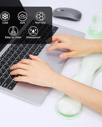 Gel Wrist Rest for Keyboard and Mouse, Wrist Rest for Keyboard, Mouse Wrist Support, Pain Relief, Cool Touch, Non-Skid, Keyboard and Mouse Wrist pad Set