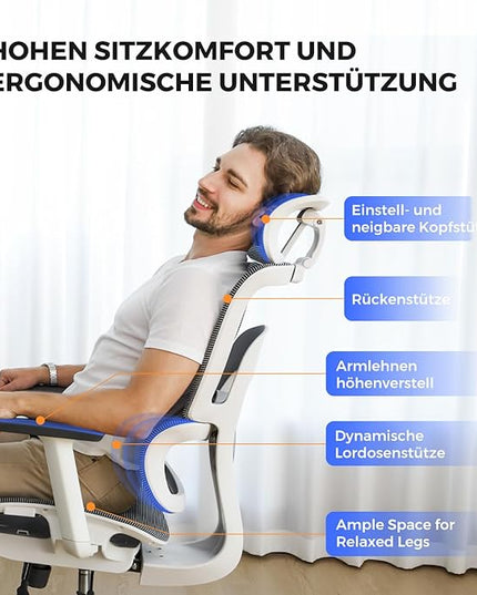 NearHub Ergonomic Office Chair for Big and Tall Max 400Lbs Heavy-Duty Office Gaming Chair with Adjustable Features, High-Back Design, and Premium Comfort for Home Office, EC20