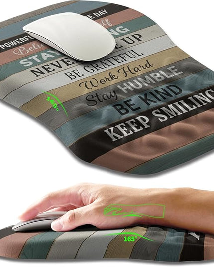 Ergonomic Slope Mouse Pad Wrist Support, Wrist Rest Mousepad for Carpal Tunnel Pain Relief with Massage Bulge and Slow Rebound Memory Foam (12x8 inch, Inspirational Quote)