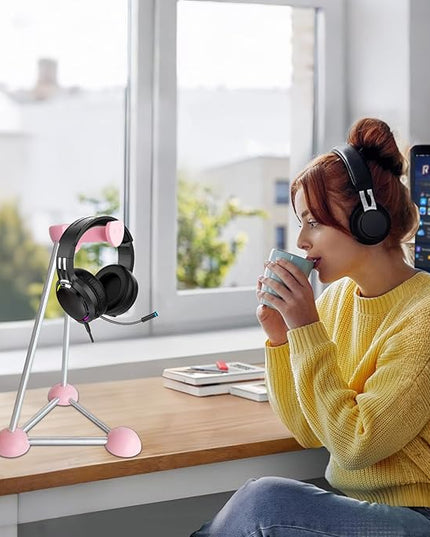 Headphone Stand, Desktop Headset Holder, Desk Earphone Stand, Gaming Headsets, for SteelSeries/Logitech/HyperX/Sony/Beats/Sennheiser/Anker/Xbox, and All Headphones.(Red) (Pink)
