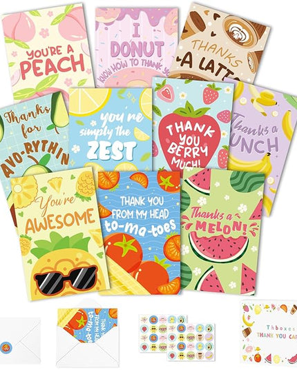 Thboxes 40 Pack Funny Thank You Cards with Envelopes & Stickers, 4×6 in Cute Thank You Card, Blank Cards and Envelopes Greeting Card for Kids Birthday, Wedding, Baby Shower, Thanksgiving, Christmas