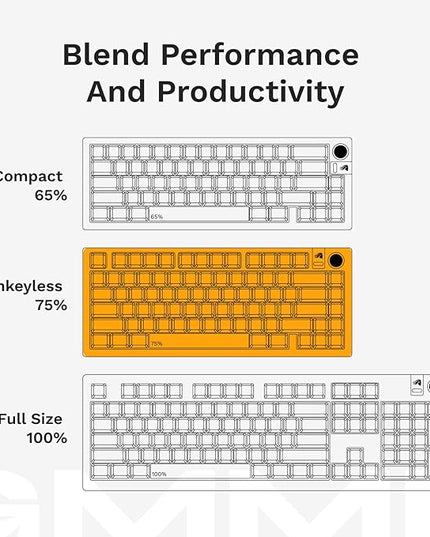 Glorious Gaming - GMMK 3 PRO Barebones Custom Keyboard Kit w/Knob, Custom Modular Aluminum Body & Gasket System, Hotswappable 75% Keyboard, Sound Dampening Foam, Aluminum Switch Plate(Silver)