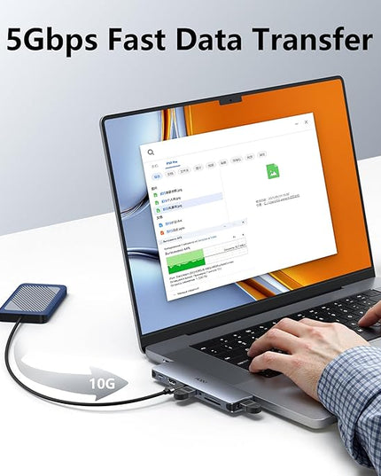 USB C Hub HDMI USB Adapter for MacBook Pro Air M3 M2 M1 2025-2018 13 14 16", MacBook Adapter Multiport 8 in 2 Mac USB C Hub with HDMI, Thunderbolt 3, 10G USB C&A Data Ports, SD TF Card Reader, Audio