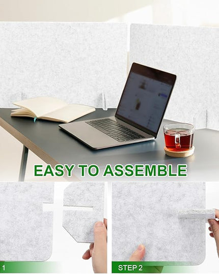 PATIKIL Desk Dividers 24" x 24", 1 Pack Desk Privacy Panel Freestanding Noise Reducing Partition Acoustic Panel with 4Pcs Support Feet for Testing Office Home Library, Pure White Style C