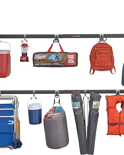 Rubbermaid 15-Piece FastTrack Garage Wall-Mounted Storage Kit, 4 Rails and 11 Hooks, for Home/House/Tool/Sports/Equipment/Utility Purposes