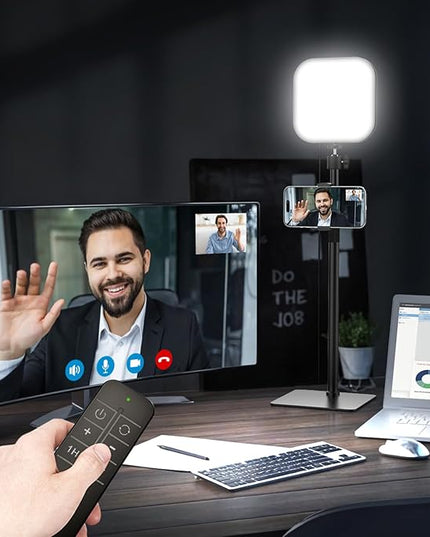 Video Conference Lighting, 180 LED Webcam Light with 3 Color & 5 Brightness for Video Recording, Zoom Light with Phone Holder for Laptop Computer Online Meeting, Video Calls, Live (1-Pack with Remote)