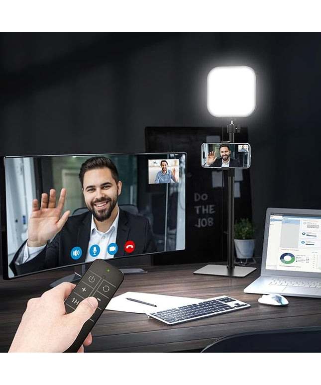 Video Conference Lighting, 180 LED Webcam Light with 3 Color & 5 Brightness for Video Recording, Zoom Light with Phone Holder for Laptop Computer Online Meeting, Video Calls, Live (1-Pack with Remote)