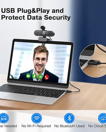 EMEET C960 4K Webcam for PC, 4K UHD Sony Sensor, PDAF Auto Focus, Dual AI Noise-Cancelling Mics, Auto Light Correction, 73° FOV, Plug&Play Webcam w/Privacy Cover, Works w/Zoom/Teams/Skype/Google Meet