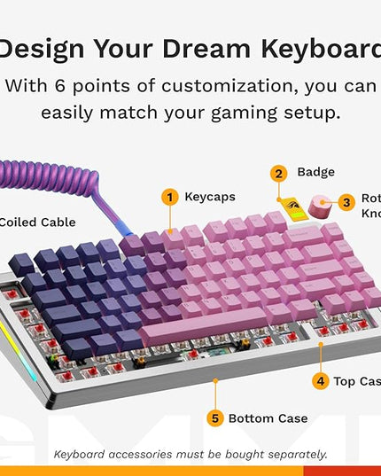 Glorious Gaming - GMMK 3 PRO Barebones Custom Keyboard Kit w/Knob, Custom Modular Aluminum Body & Gasket System, Hotswappable 75% Keyboard, Sound Dampening Foam, Aluminum Switch Plate(Silver)
