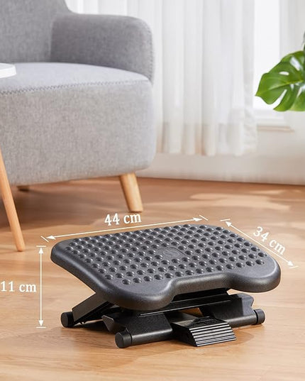 HUANUO Adjustable Desk Footrest, Foot Rest for Under Desk at Work with Massage, Adjustable Foot Stool with 3 Height Position & 30 Degree Tilt Angle Adjustment for Home, Office