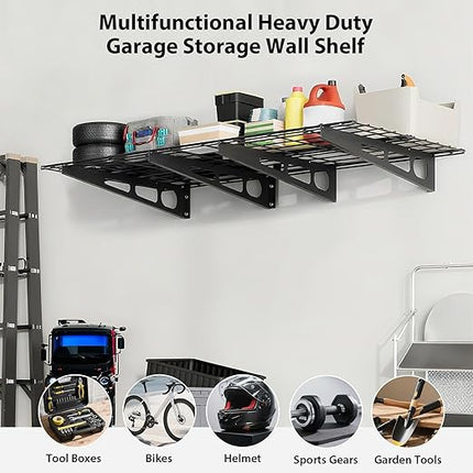 Garvee 2 Pack 2x6 ft Garage Storage Shelving Wall Mounted, 24 in-by-72 Wall Shelf Garage Storage Rack Floating Shelves, Wall Shelves Storage Garage for Warehouse,Tool Room,Kitchen Laundry,Garage ﻿