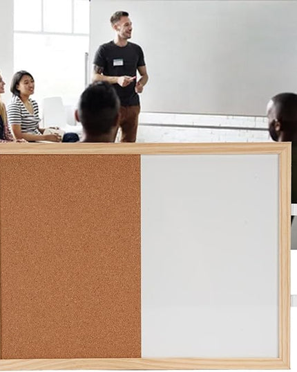 WALFRONT 2PCS Combination Bulletin Corkboard Whiteboard 30x40cm Magnetic Dry Erase Board and Cork Display Board for Home Office School Wall Organization